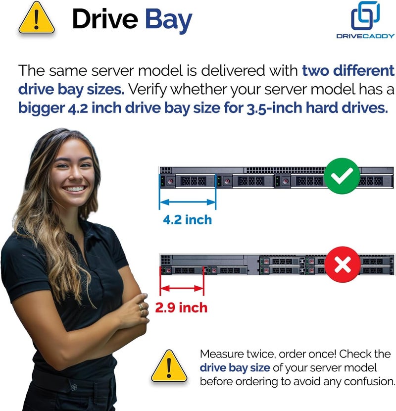 DRIVECADDY 3-Pack 3.5" Hard Drive Caddy - Compatible for Dell PowerEdge Servers - 14-17th Gen T560 R660 R6625 R7615 R7625 R760 R250 R350 T350 R240 R340 R440 R540 - SSD SAS SATA NVMe Tray - Image 2